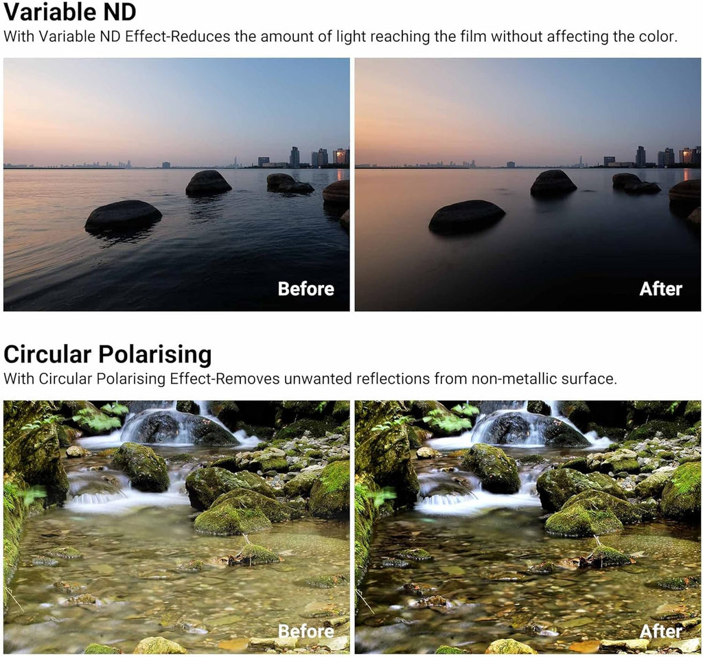 2-in-1 67mm Variable ND Filter & CPL Polarizer Filter with Moistureproof Storage Case and Lens Cap Q479