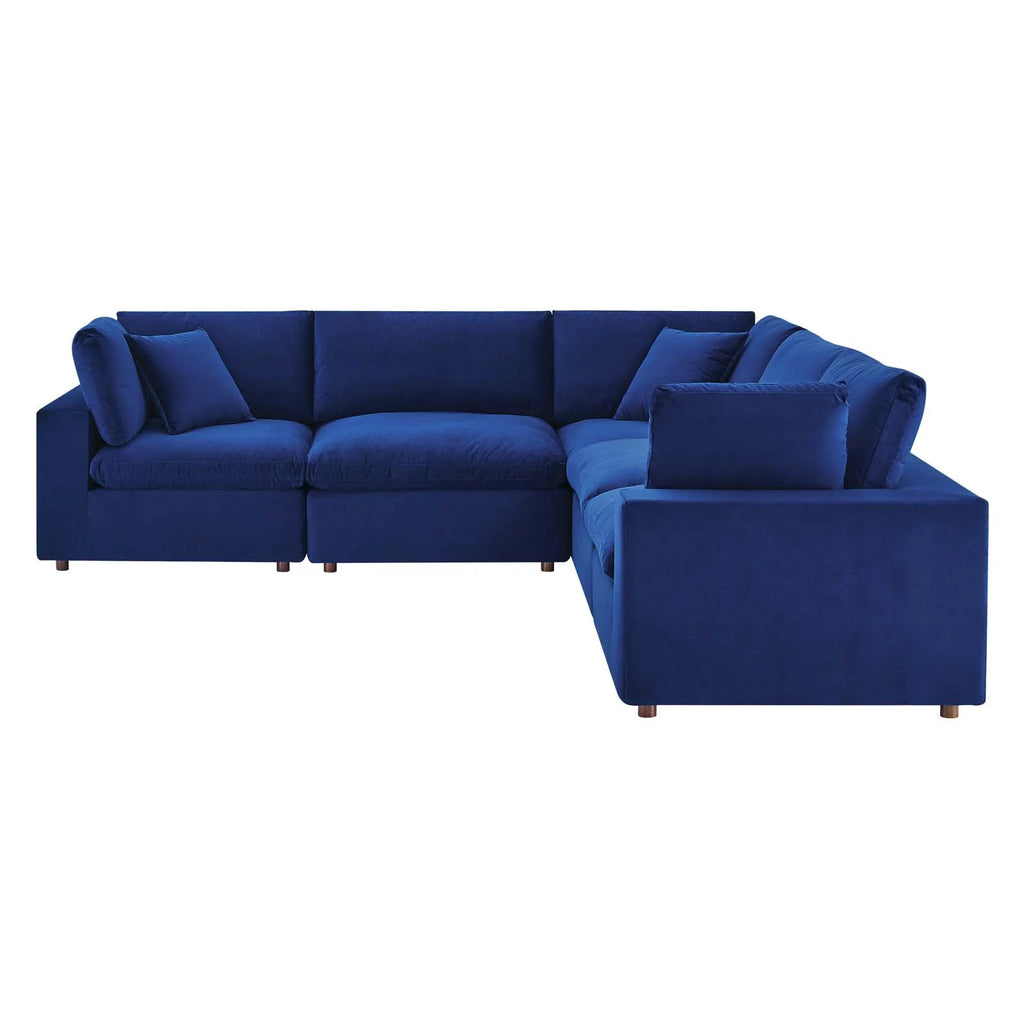 Blue Navy Velvet Sectional Sofa Set F657434