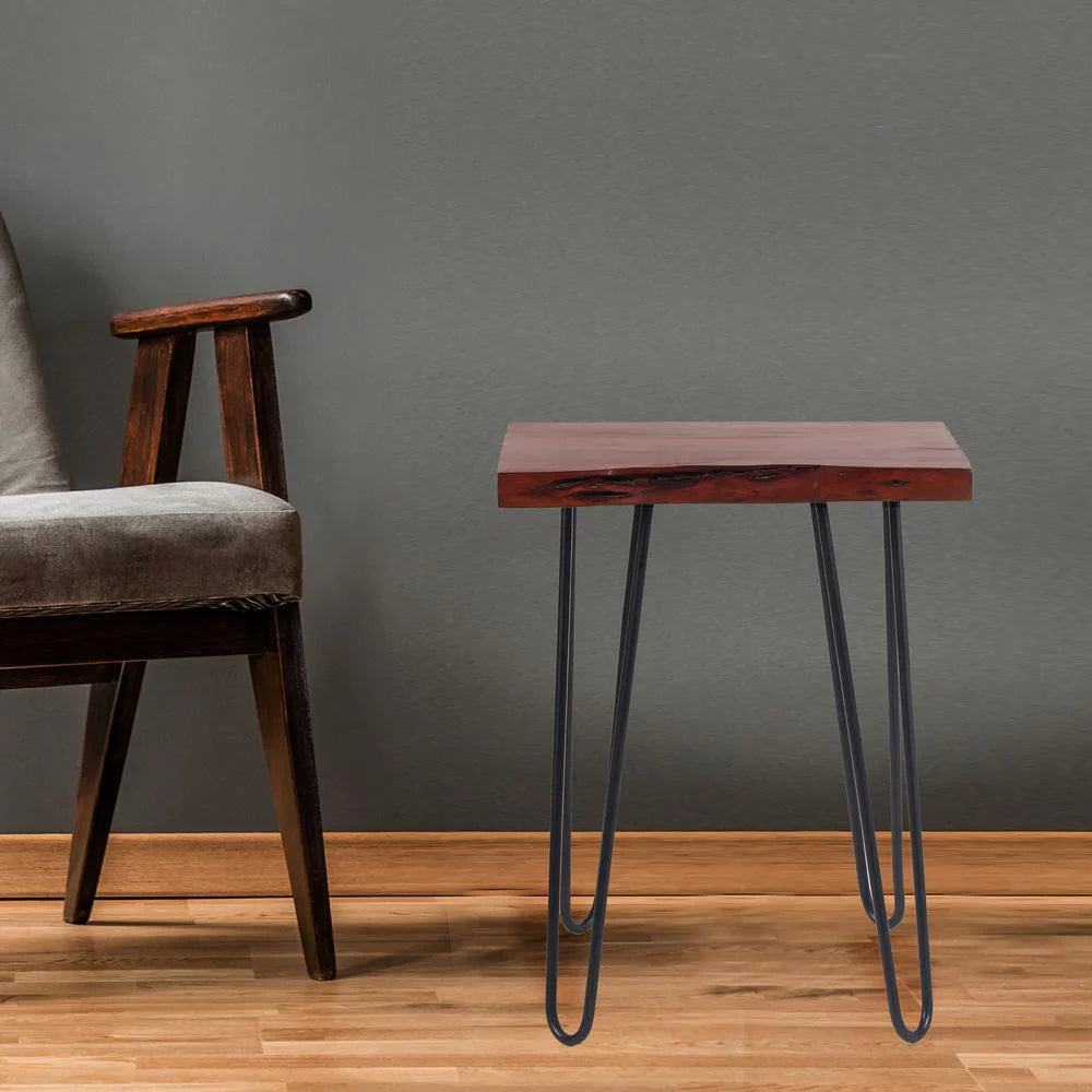 Acacia Live Edge End Table with Hair Pin Legs V1907