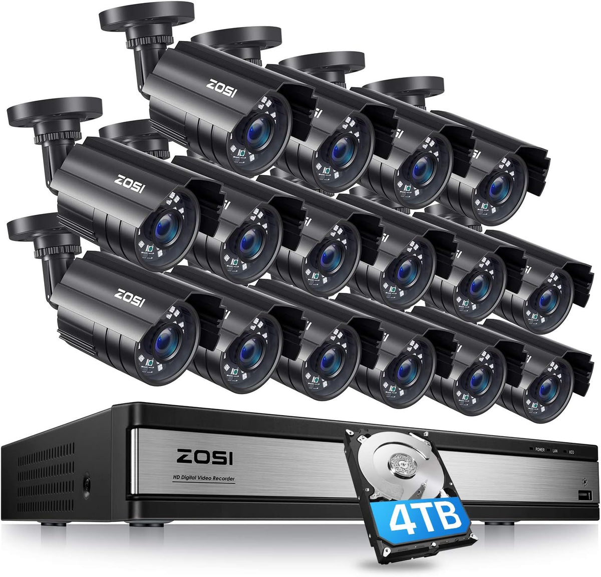 16CH 1080P Security Camera System with 4TB Hard Drive L568
