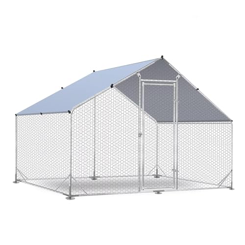 Large Walk-in Metal Chicken Coop with Waterproof Cover B45992