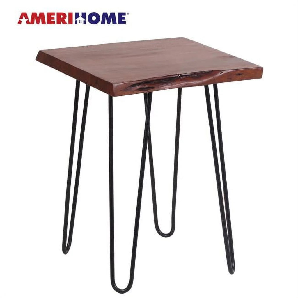 Acacia Live Edge End Table with Hair Pin Legs V1907