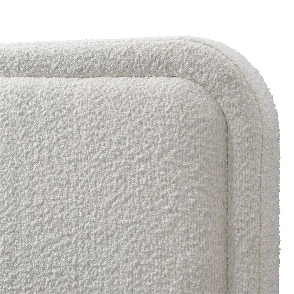 Queen Upholstered Platform Bed in White Boucle Fabric O45037