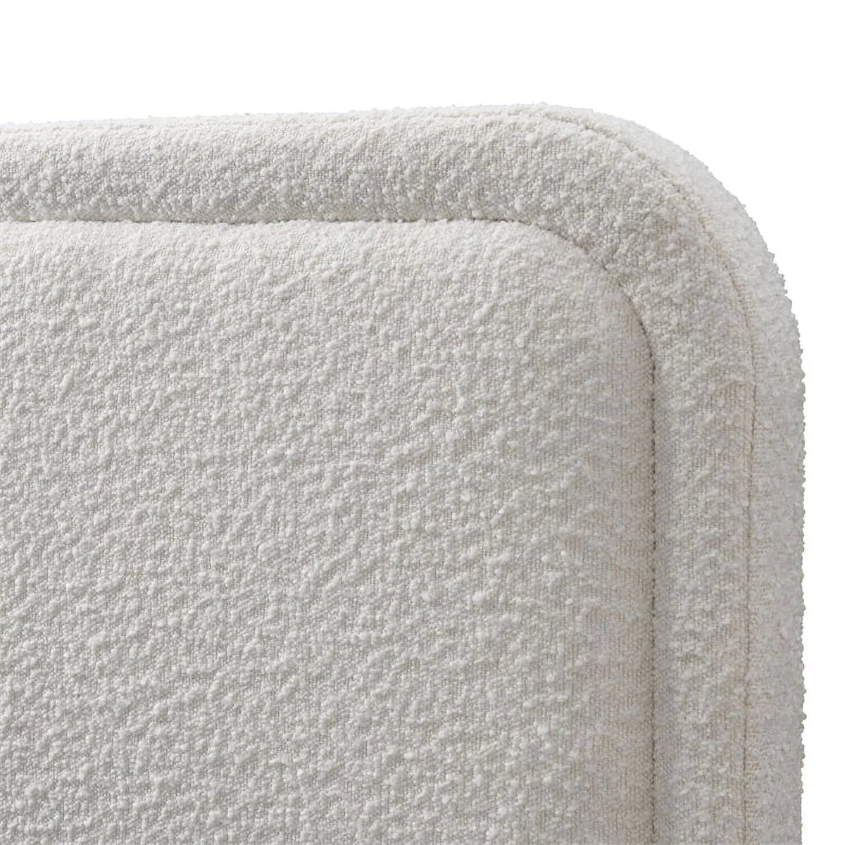 Queen Upholstered Platform Bed in White Boucle Fabric O45037