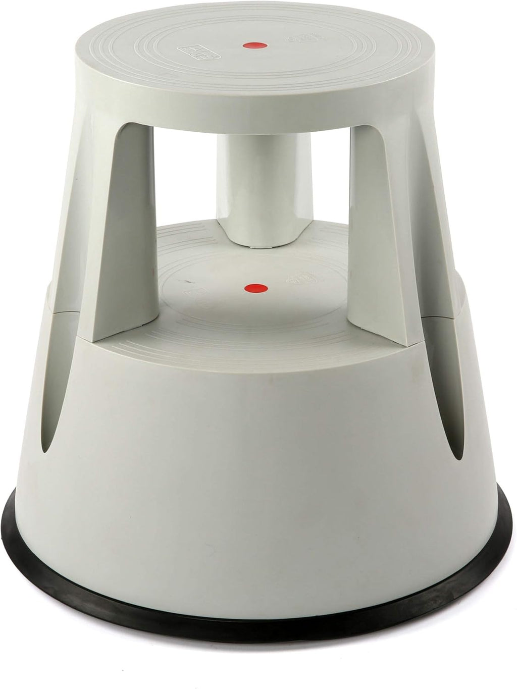 Gray Rolling 2-Step Plastic Stepstool with Non-Slip Platform Wheels J418