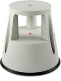 Gray Rolling 2-Step Plastic Stepstool with Non-Slip Platform Wheels J418