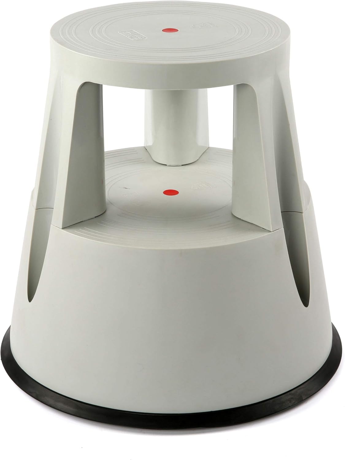 Gray Rolling 2-Step Plastic Stepstool with Non-Slip Platform Wheels J418