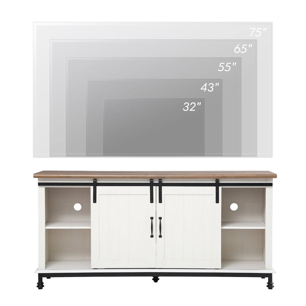 Oak Sliding Barn Door TV Stand Storage Cabinet O715