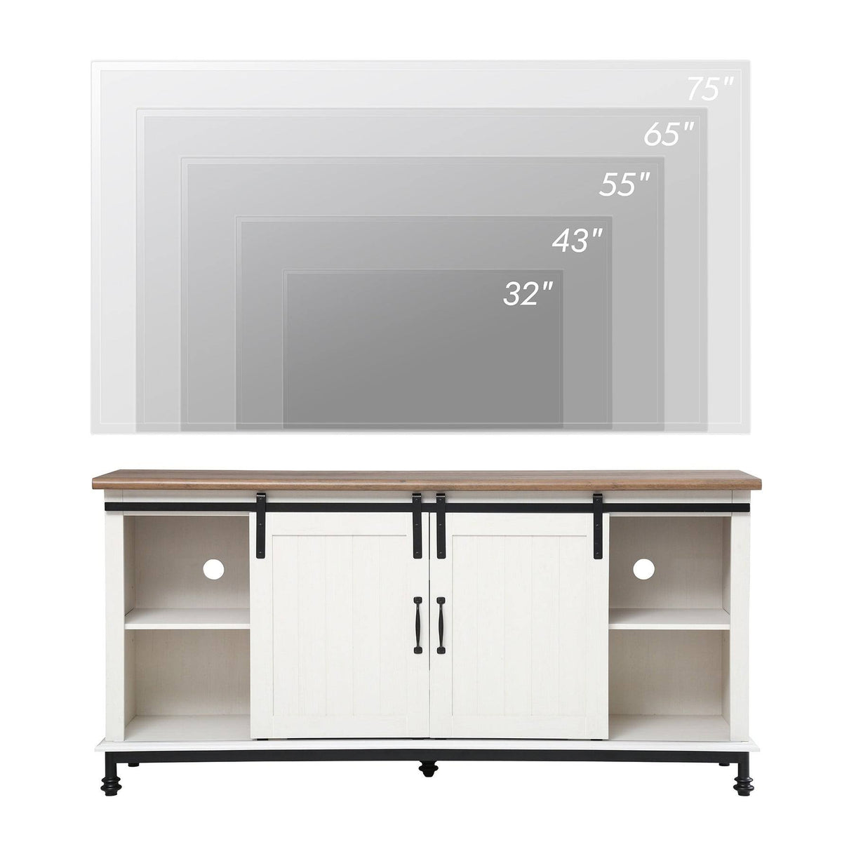 Oak Sliding Barn Door TV Stand Storage Cabinet O715