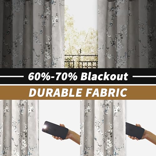 Gray Blackout Grommet Thermal Insulated Window Curtains Set of 2 Panels 52 Inch by 84 Inch E263981