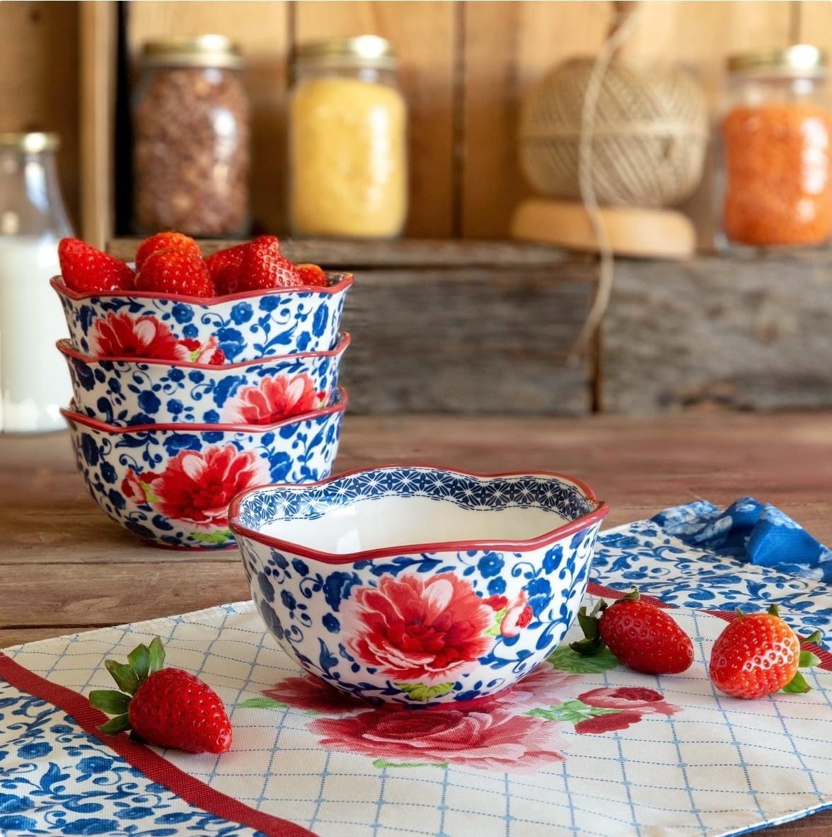 12-Piece Blue Floral Dinnerware Set T442314
