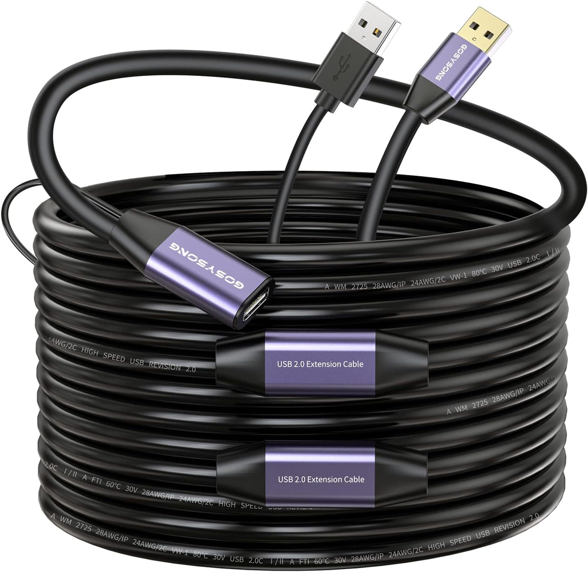 USB 2.0 Type A Male to A Female Active Repeater Extension Cable 65ft S733836