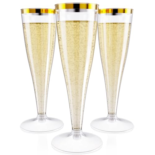100 Pack 4.5 oz Clear Plastic Champagne Flutes H428