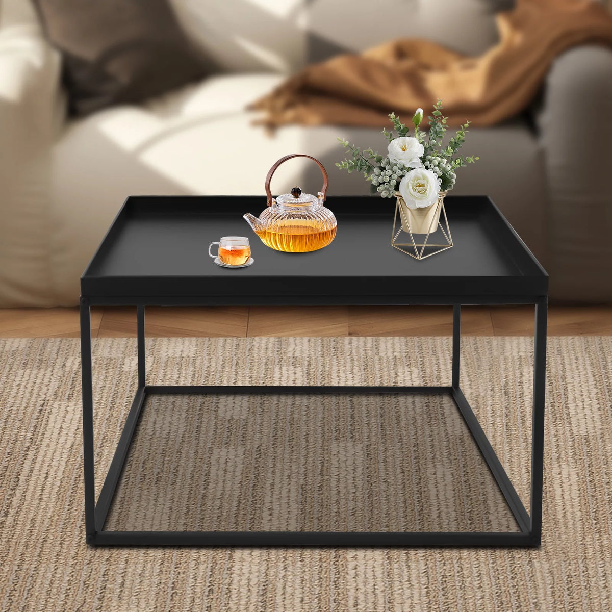 Black Metal Tray End Table Y3192