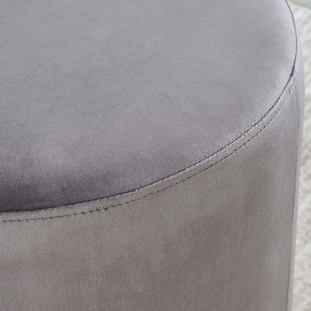 Gray and Gold Round Ottoman K4117