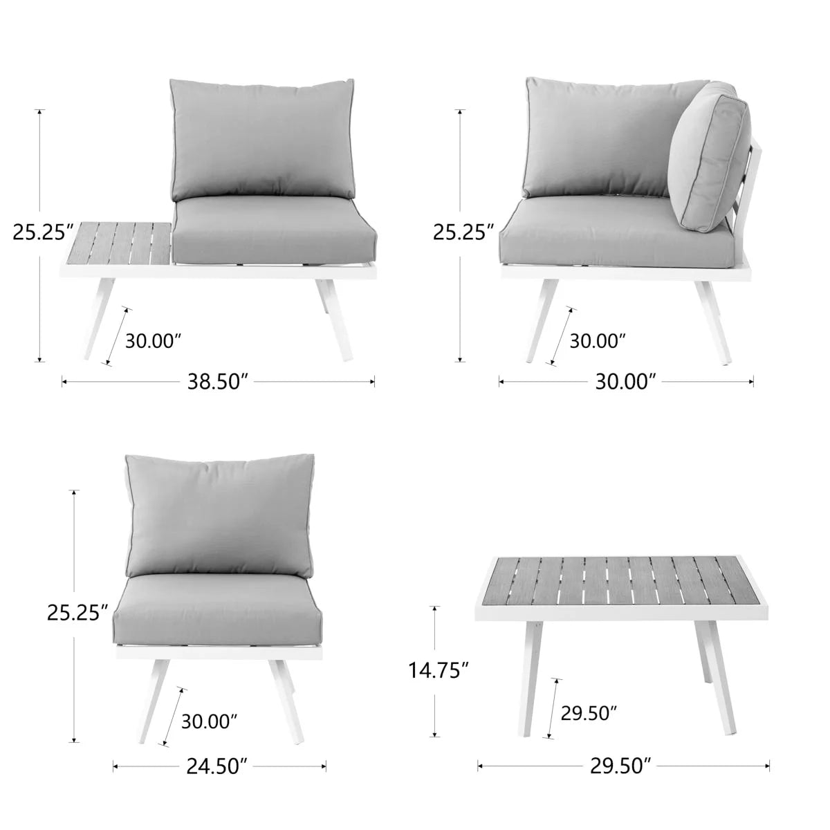 5 Piece Outdoor Patio Furniture Set Grey I21487