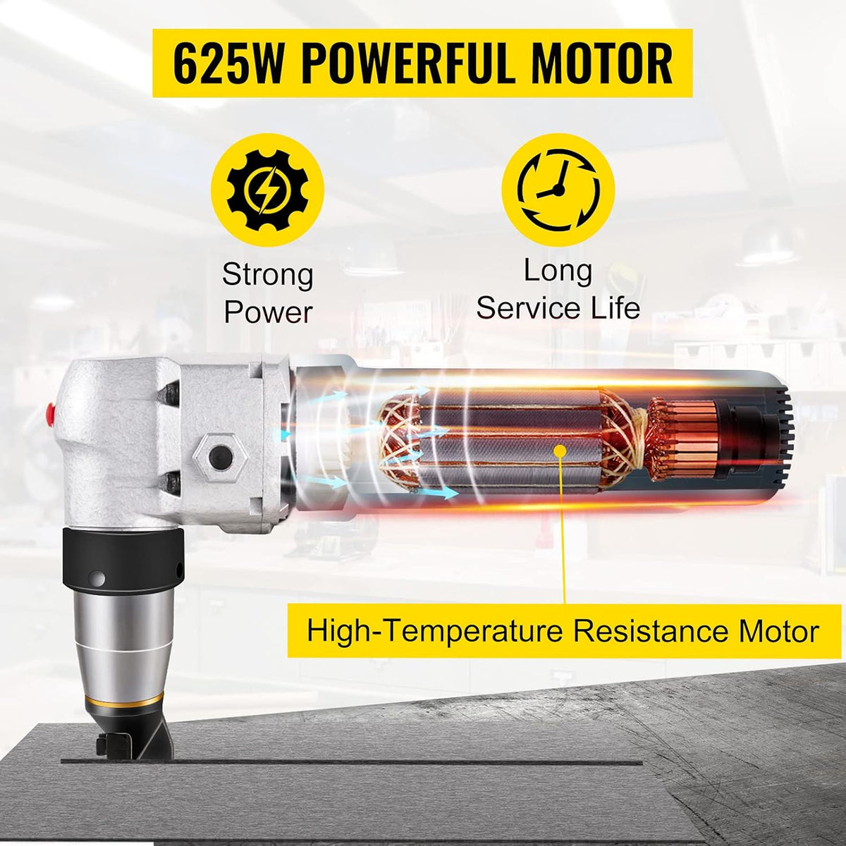 Electric Metal Nibbler 625W 1000RPM 0.16in/4mm 110V with Storage Case C48650