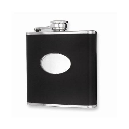 Black Faux Leather Stainless Steel 6oz Hip Flask J414201