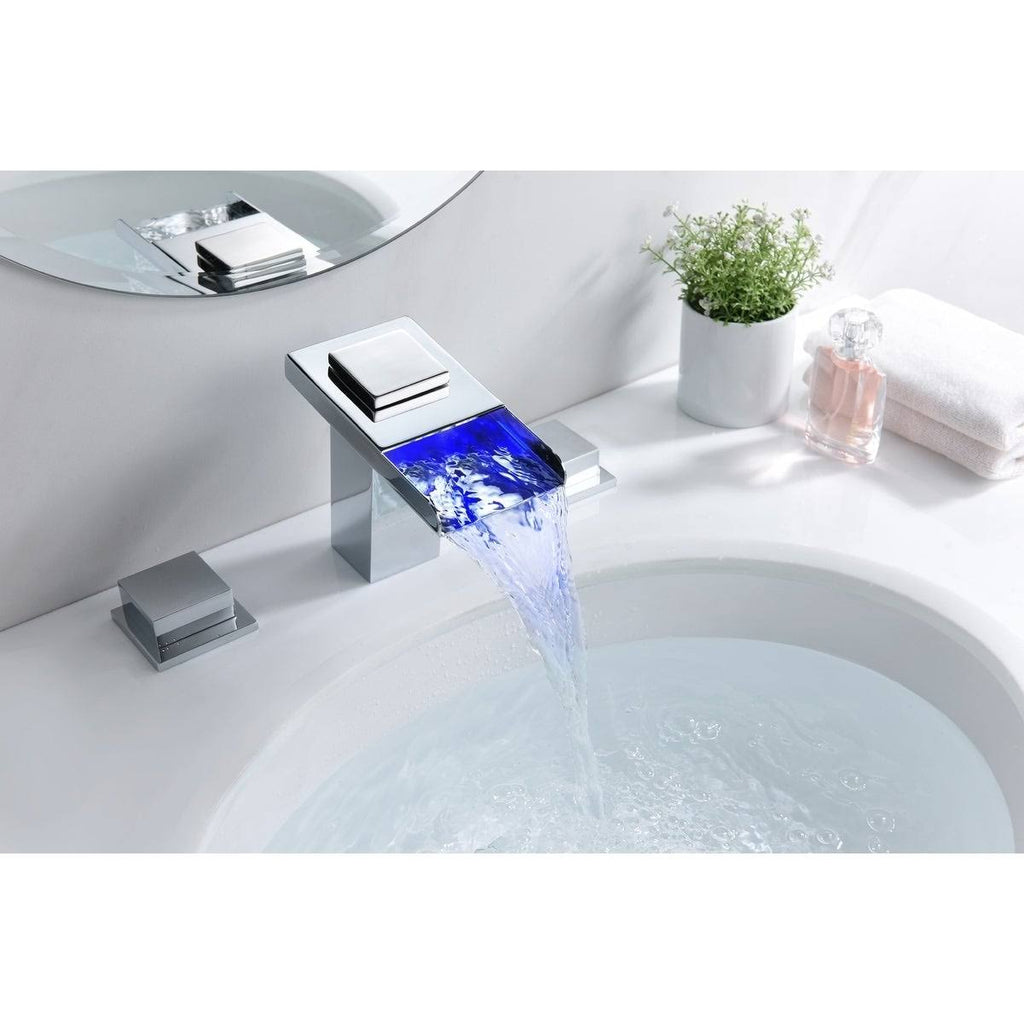 Chrome 8-Inch LED Widespread Bathroom Sink Faucet V860322