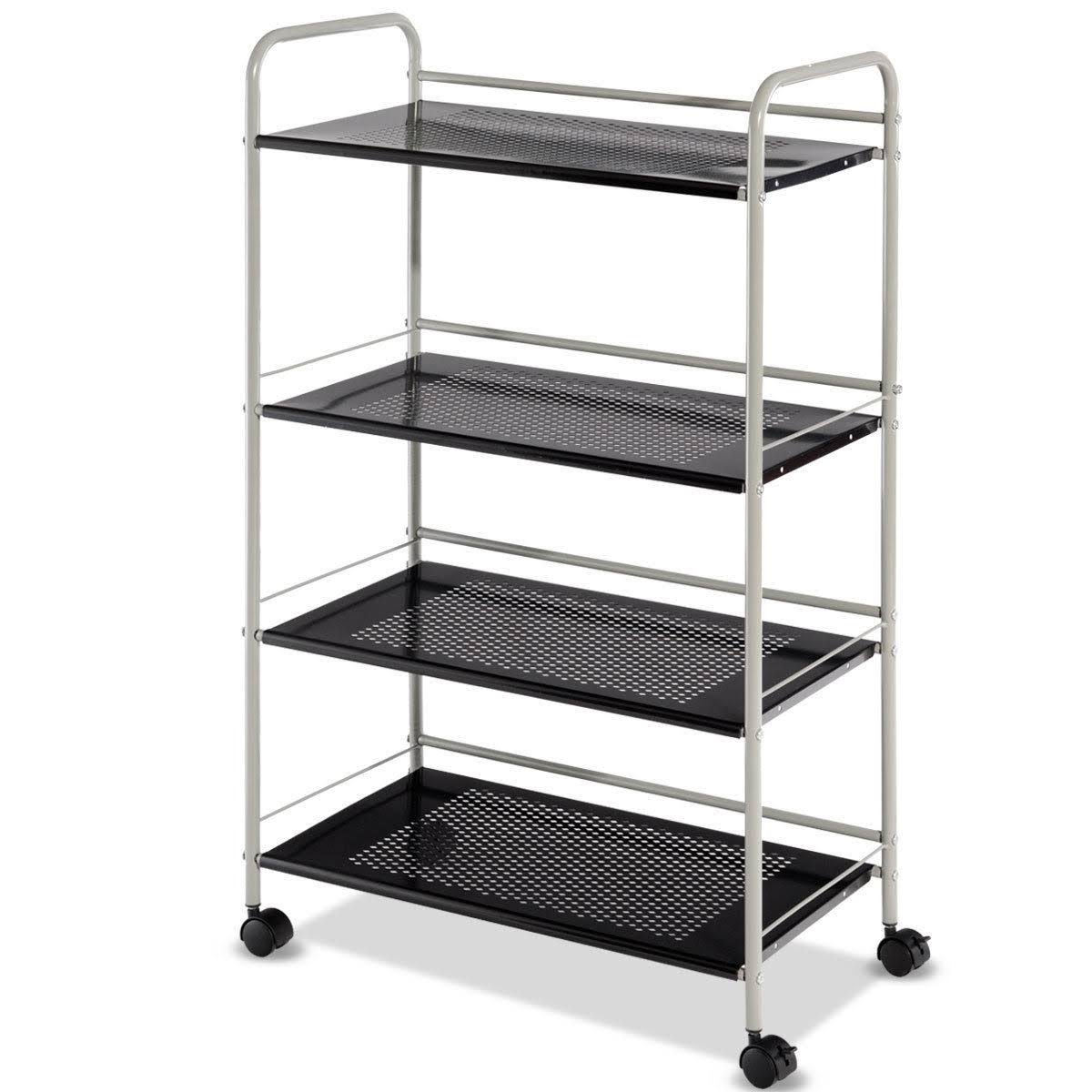4 Tiers Rolling Storage Cart Utility Trolley Q6379