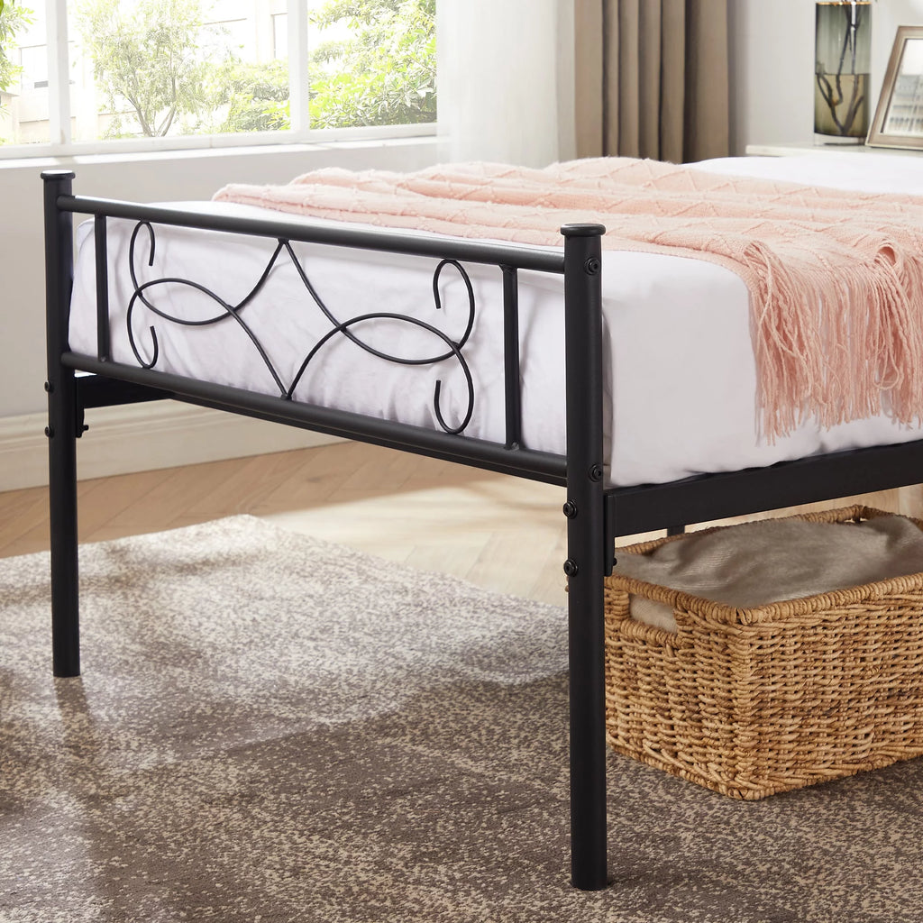 Twin Size Black Metal Platform Bed Frame with Headboard X44191