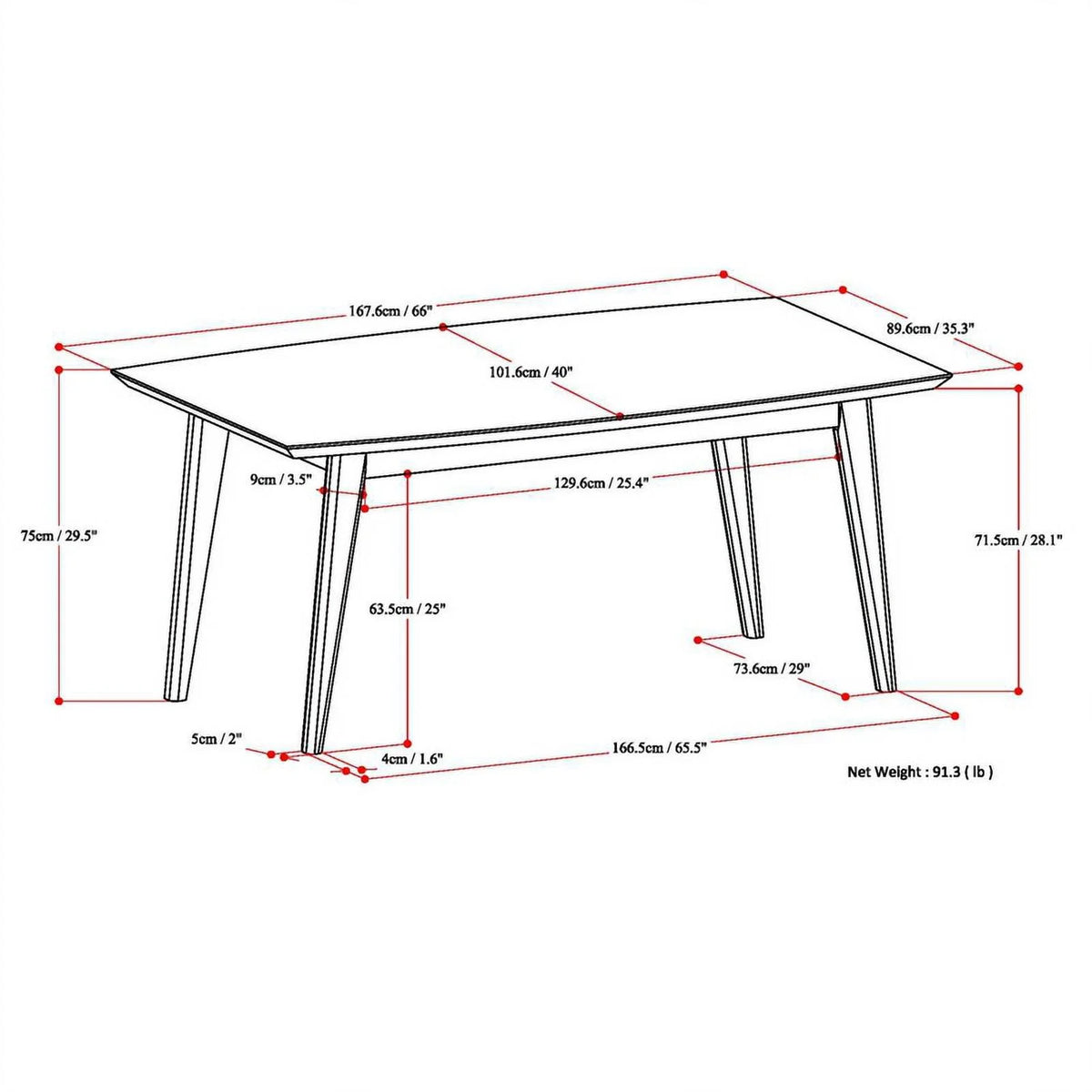 Rectangle Solid Wood Dining Table in Oak V4187