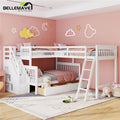 L-Shaped Twin over Full Size Bunk Beds with Storage Stairs and Drawers C862450