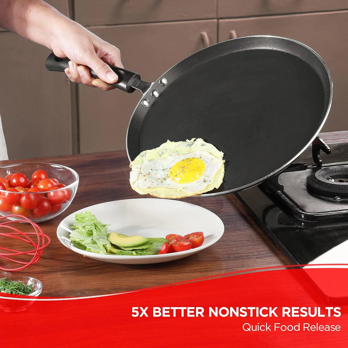 10" Non-Stick Flat Dosa Tawa Griddle F429438