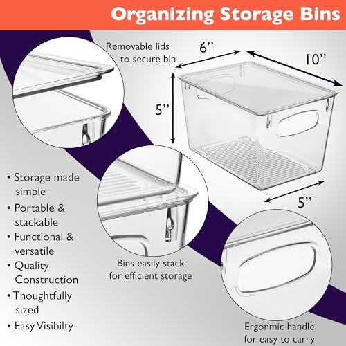 Plastic Storage Bins with Lids, 4 Pack R216289