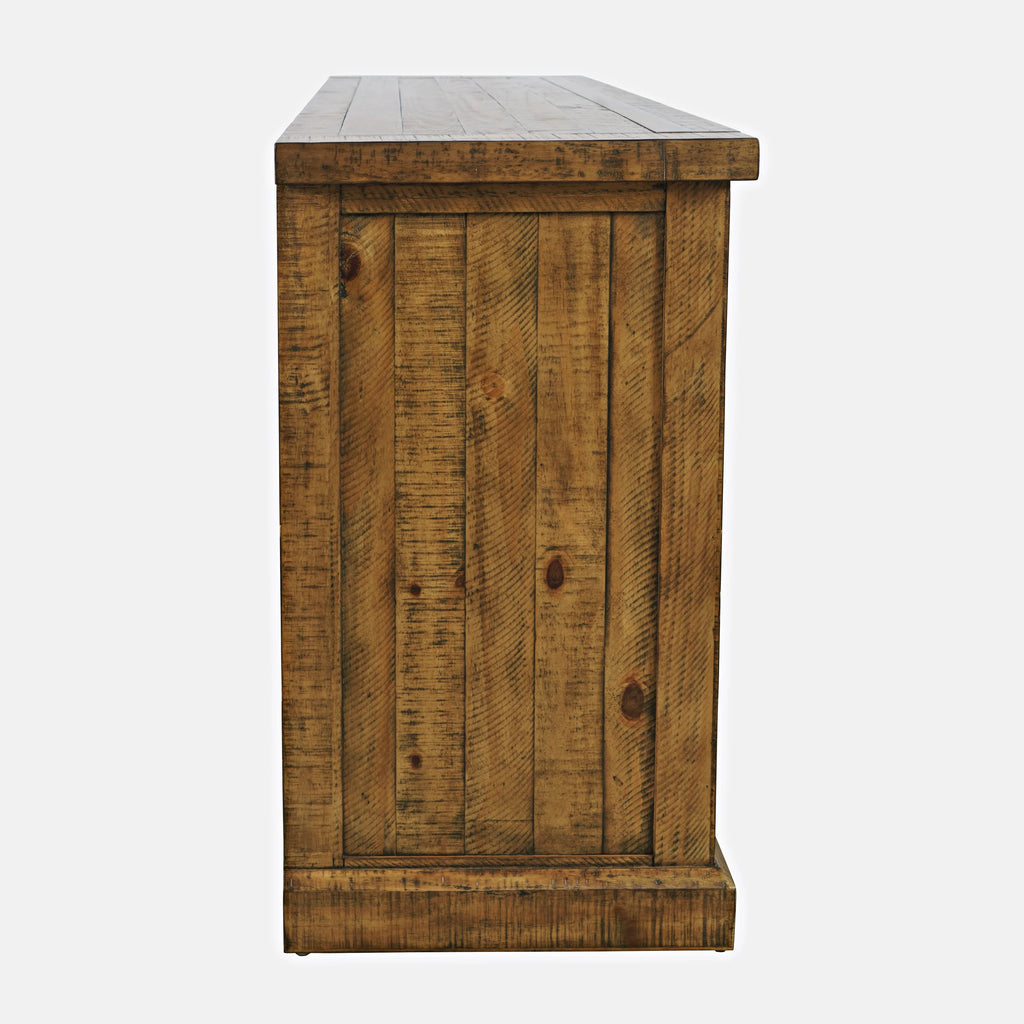 Rustic Solid Pine Storage Console TV Stand with Electric Fireplace Z85713
