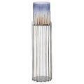 Multi Colored Glass Hurricane Candle Holder on Metal Stand V86499