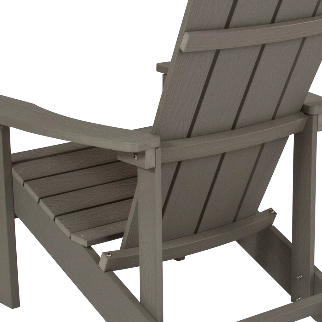 Set of 2 Gray All-Weather Poly Resin Adirondack Chairs G190461