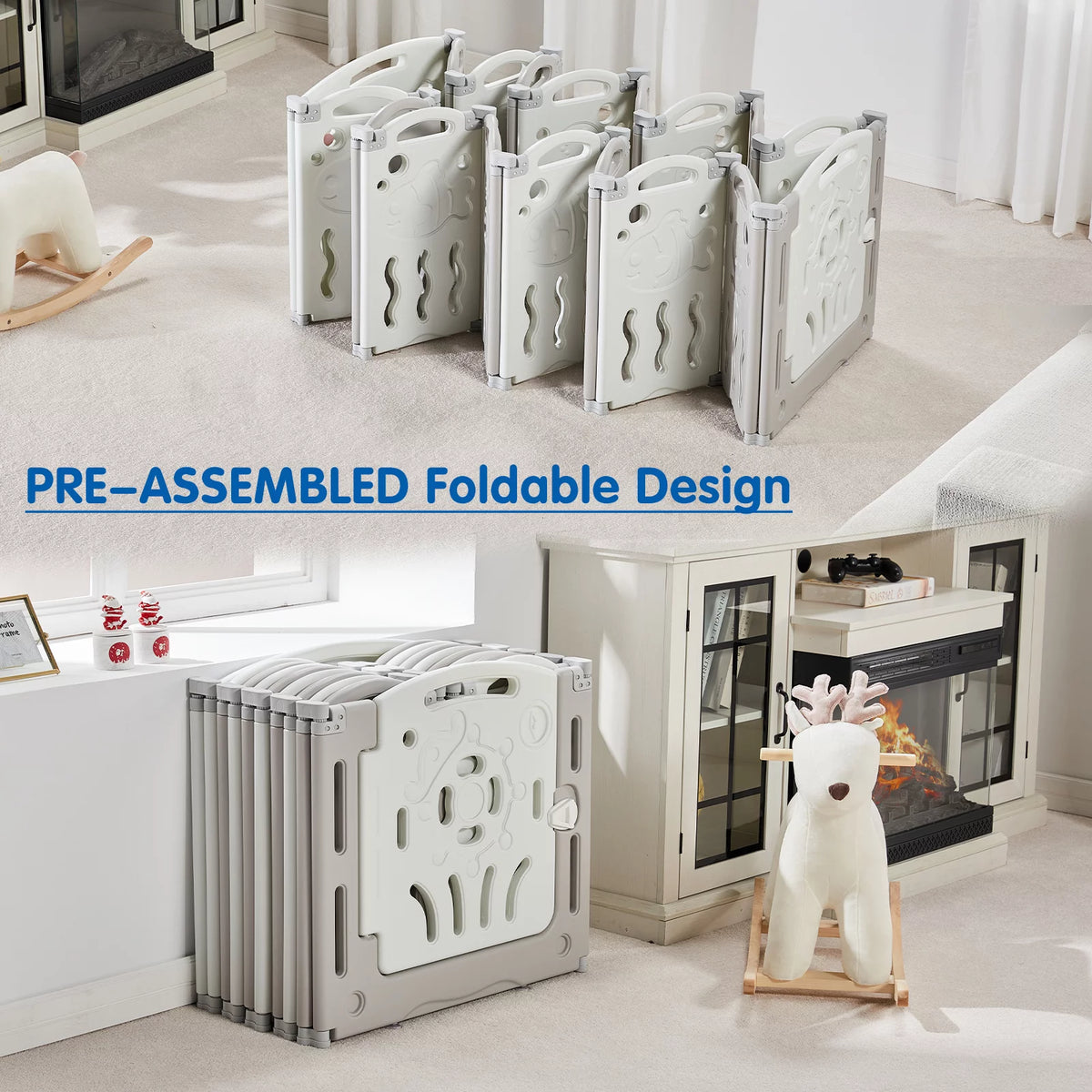 18 Panel Foldable Kids Playpen Safety Lock Gate K7254