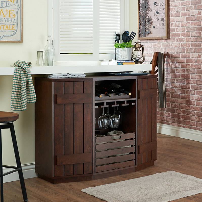 Vintage Walnut Slatted Bar Cabinet J23495