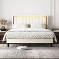 Queen Velvet Platform Bed with Adjustable Headboard W2758