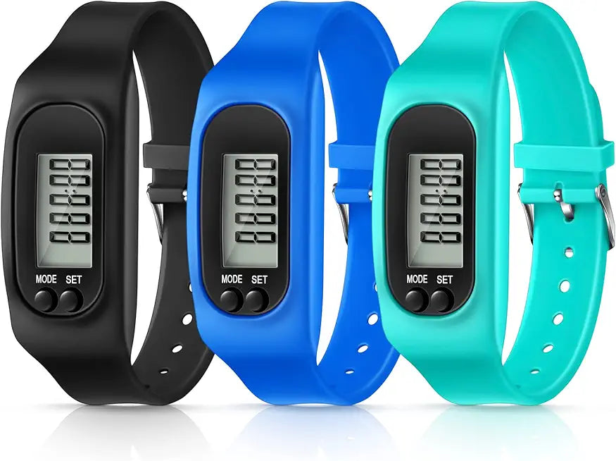 Silicone Fitness Tracker Watch 3 Pcs Pedometer Bracelet R450907