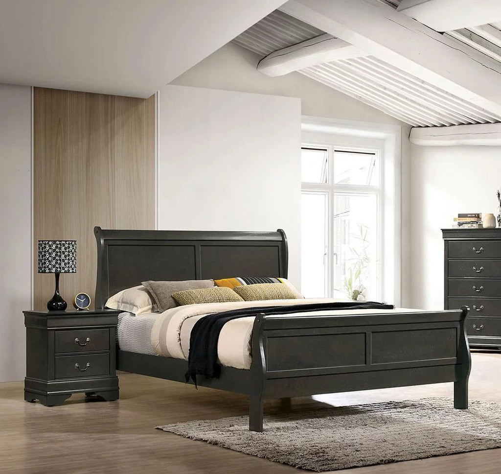 Gray Solid Wood King Bedroom Set 6pcs C386218