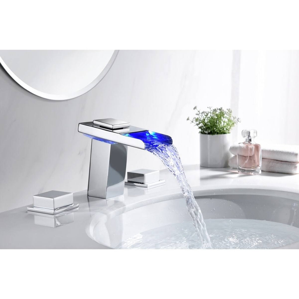 Chrome 8-Inch LED Widespread Bathroom Sink Faucet V860322