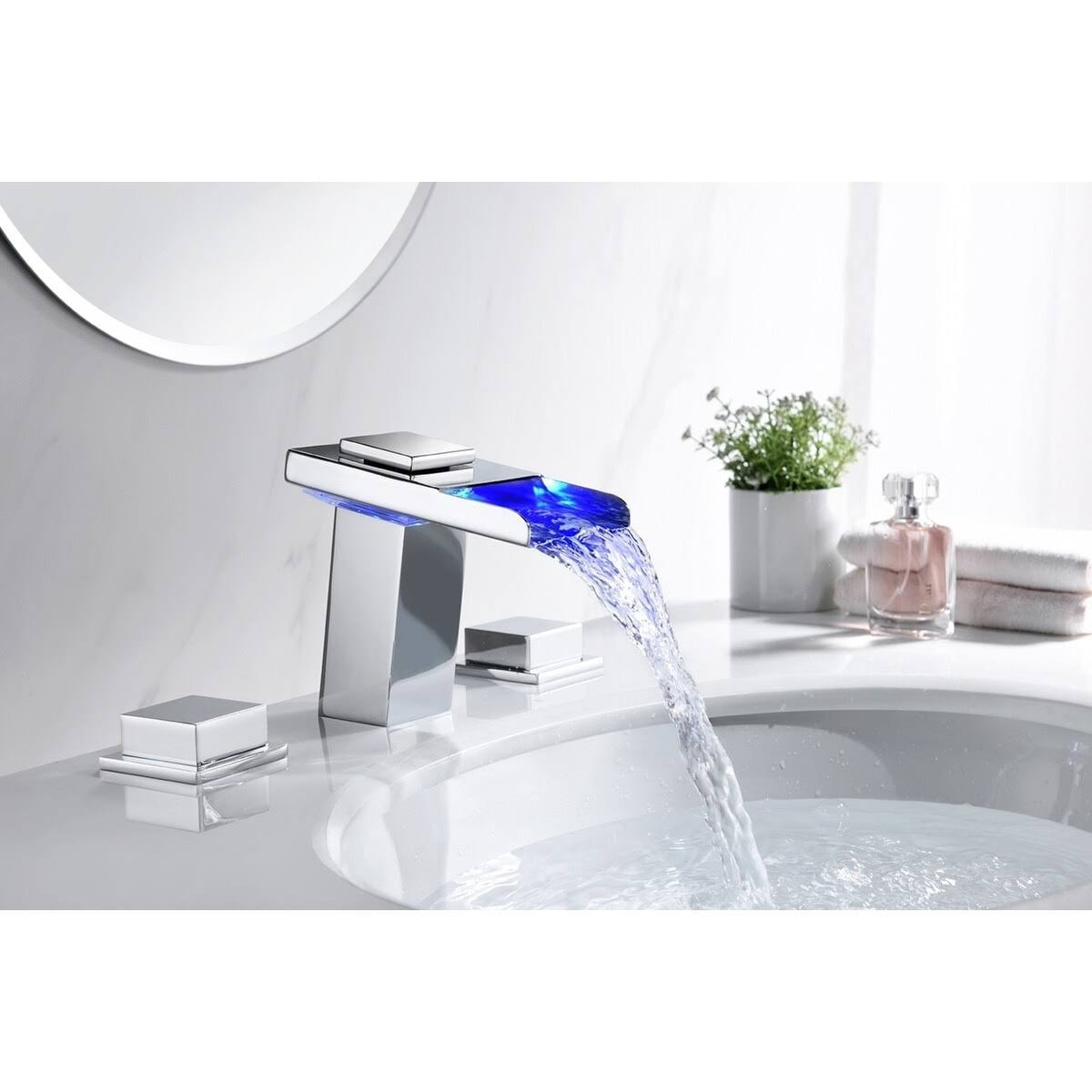 Chrome 8-Inch LED Widespread Bathroom Sink Faucet V860322