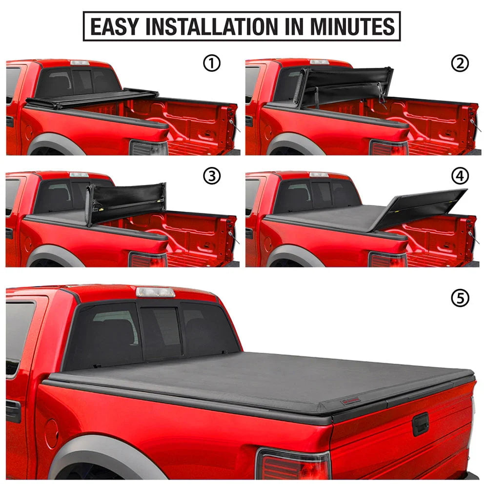 Soft Quad-fold Truck Bed Tonneau Cover 6'4 Bed I1756