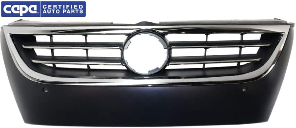 Primed Black Plastic Grille Assembly with Chrome Molding and Distance Sensor Hole D702786