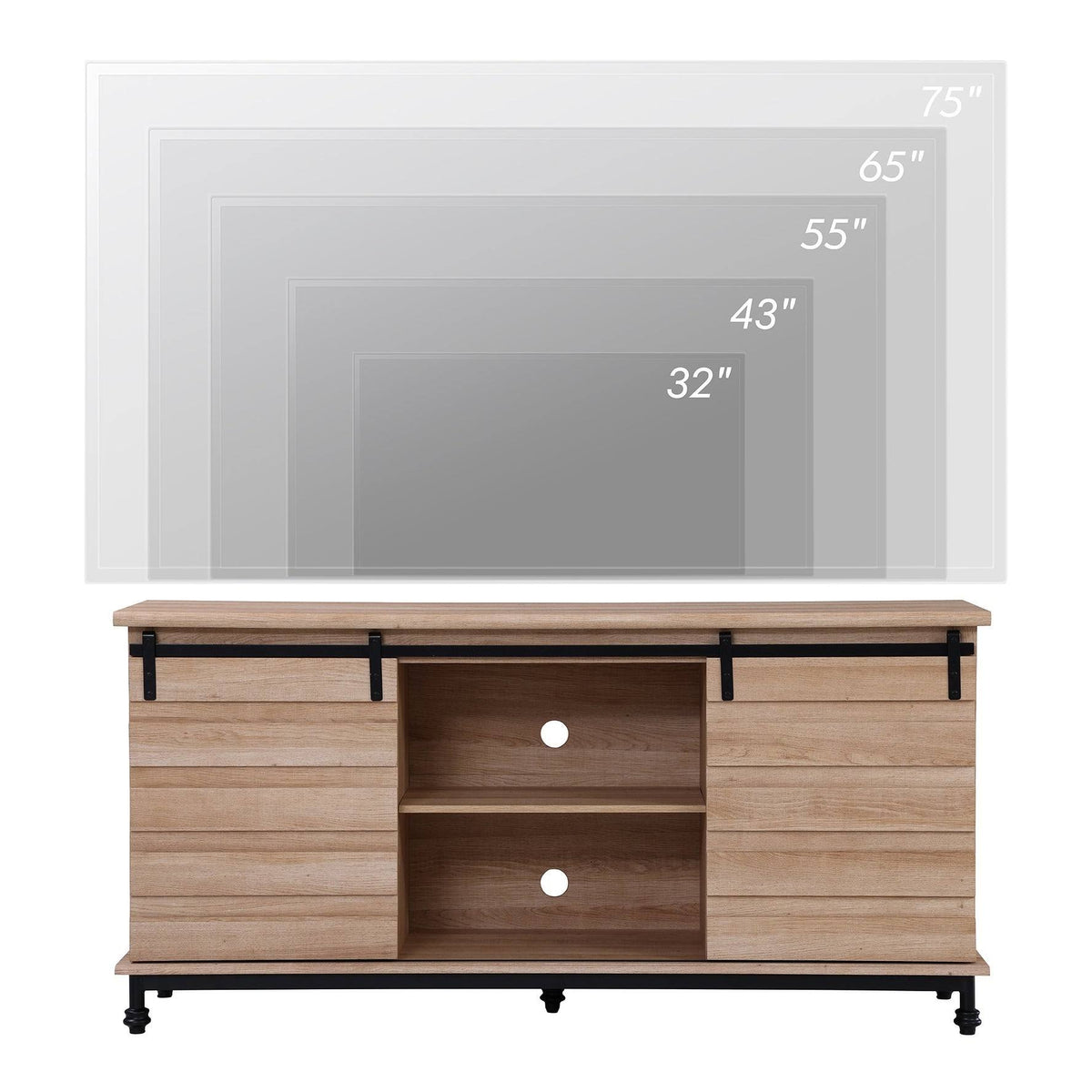 Oak Sliding Barn Door TV Stand Storage Cabinet O715