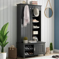 Black Hall Tree with Shoe Drawers and Bench V987955