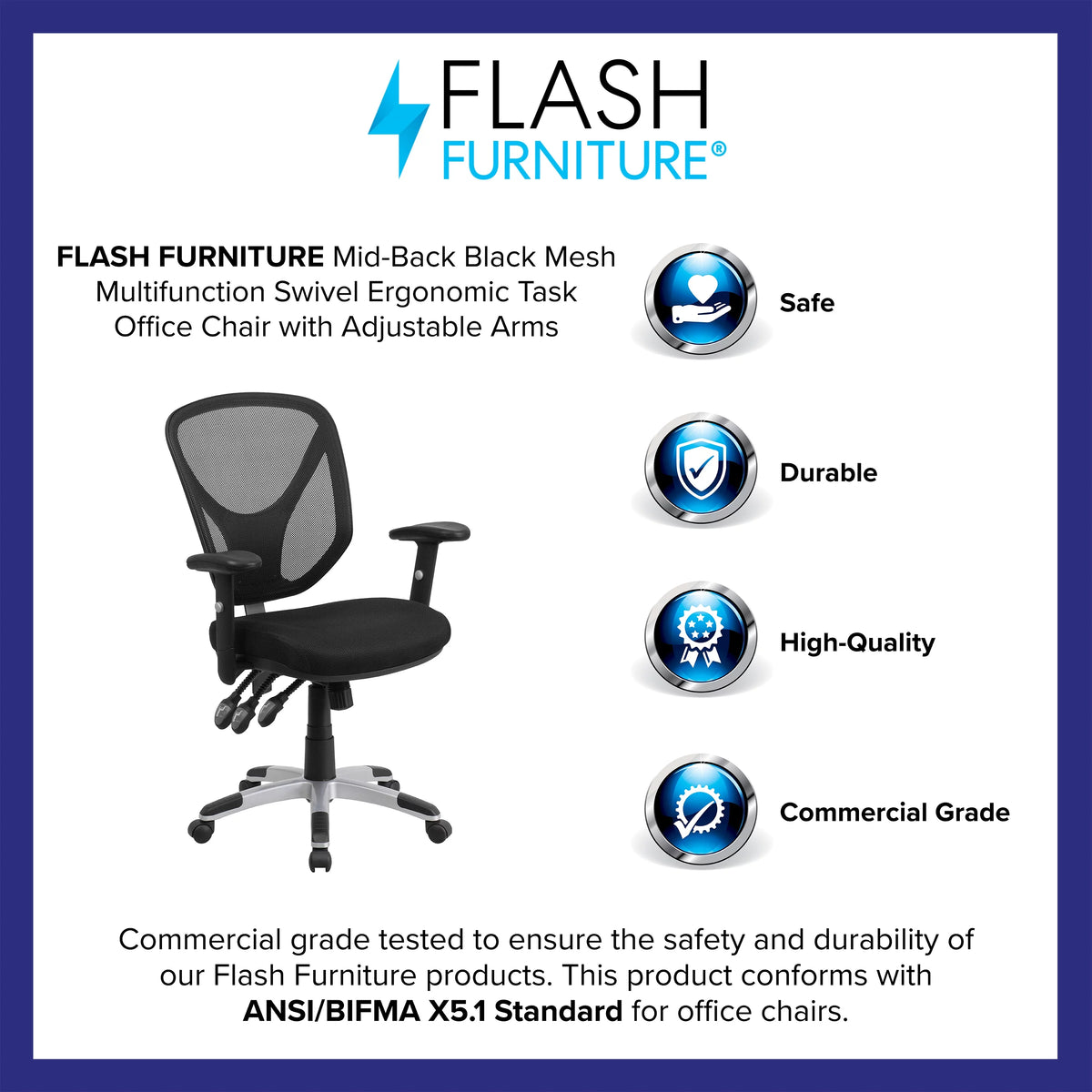 Black Mesh Ergonomic Task Office Chair X449997