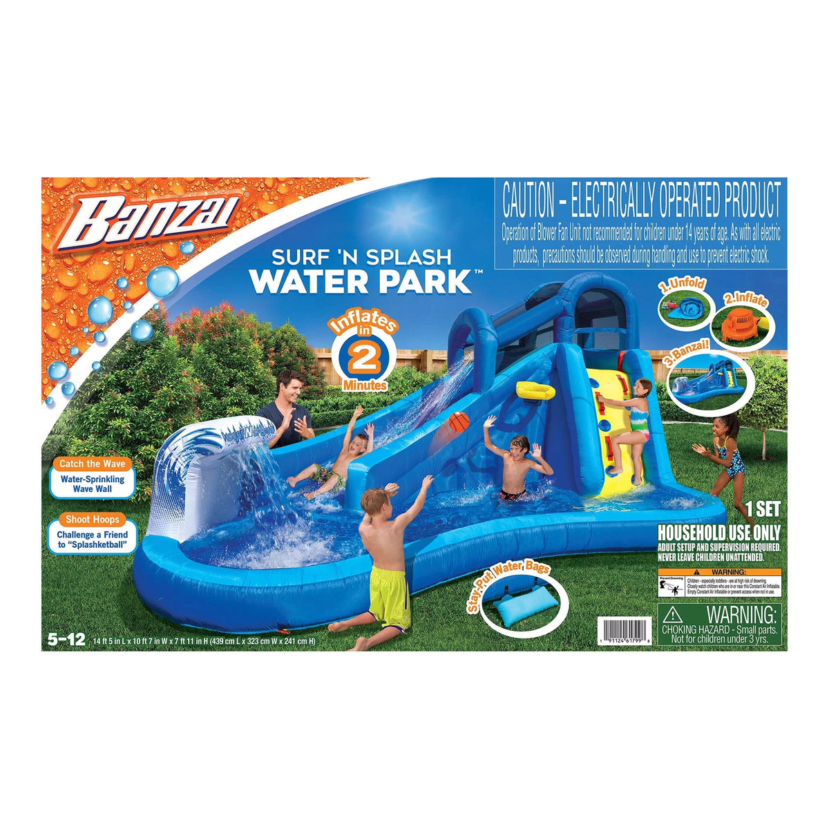 14 ft 5 in Inflatable Water Slide Splash Toy K945