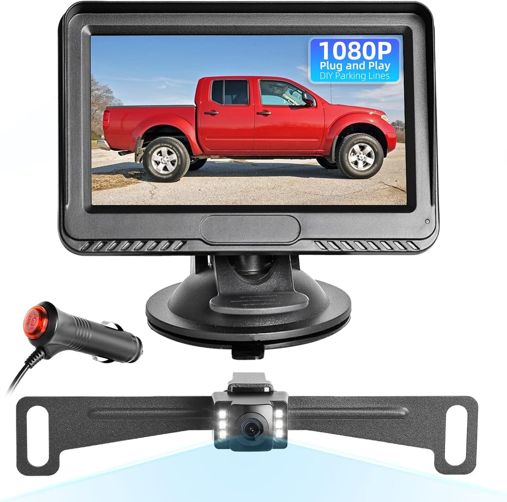 1080P Backup Camera with Monitor Kit Waterproof Night Vision W93811