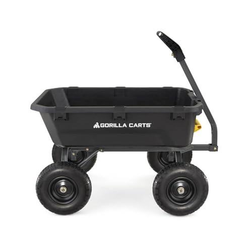 Heavy-Duty Steel Frame Dump Cart with 600 lb Capacity and No-Flat 10-Inch Tires H396