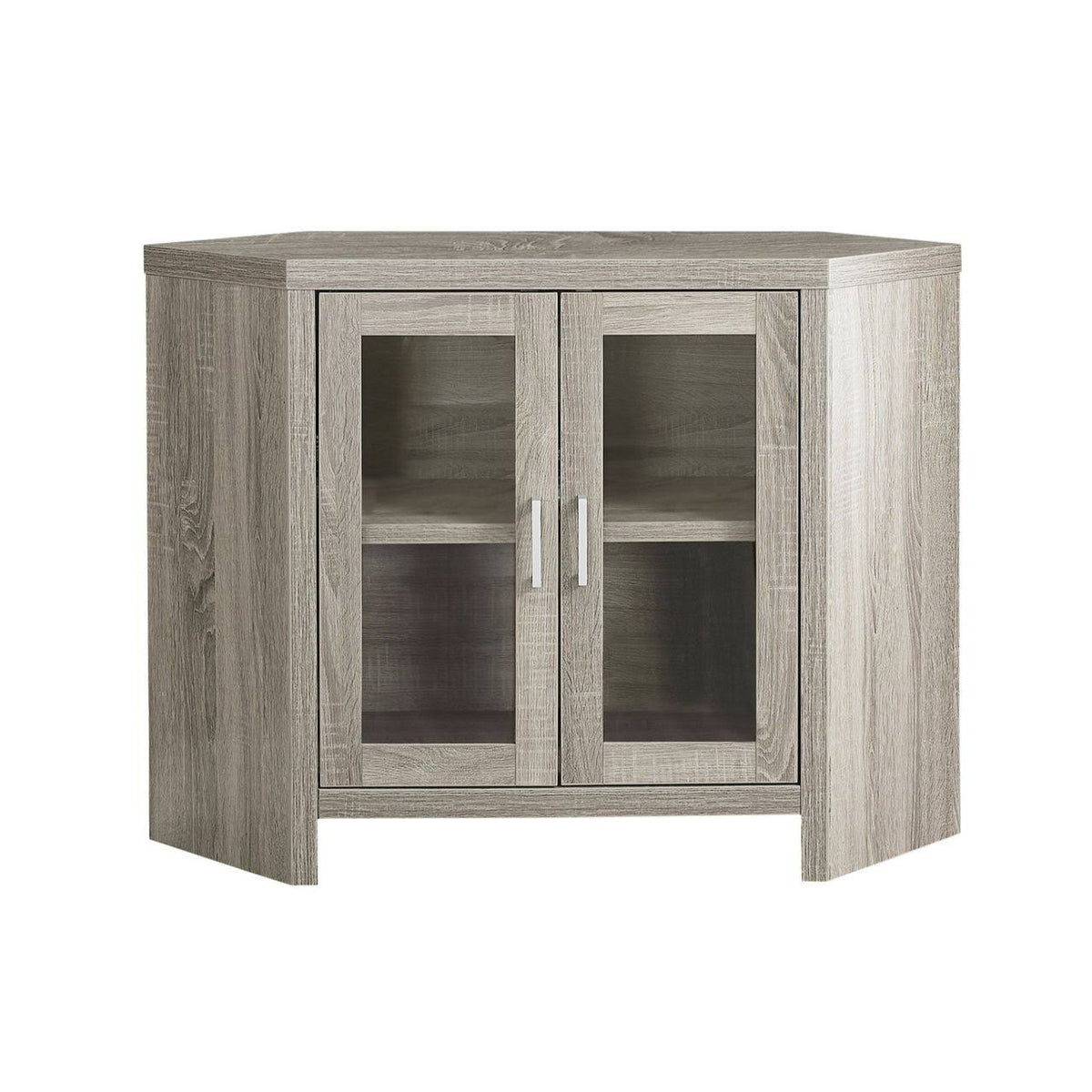 Dark Taupe Corner TV Stand with Glass Doors C4813