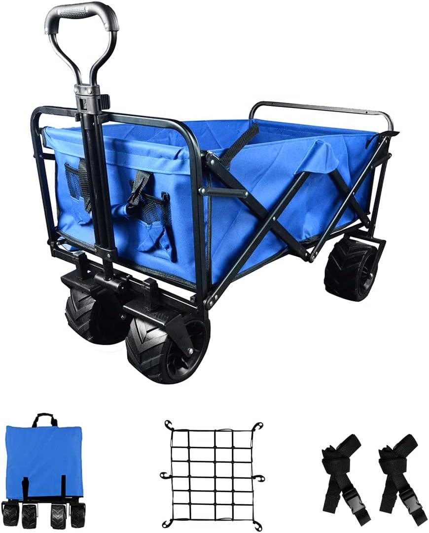 Collapsible Heavy Duty Beach Wagon Cart with Universal Wheels Adjustable Handle Y5036
