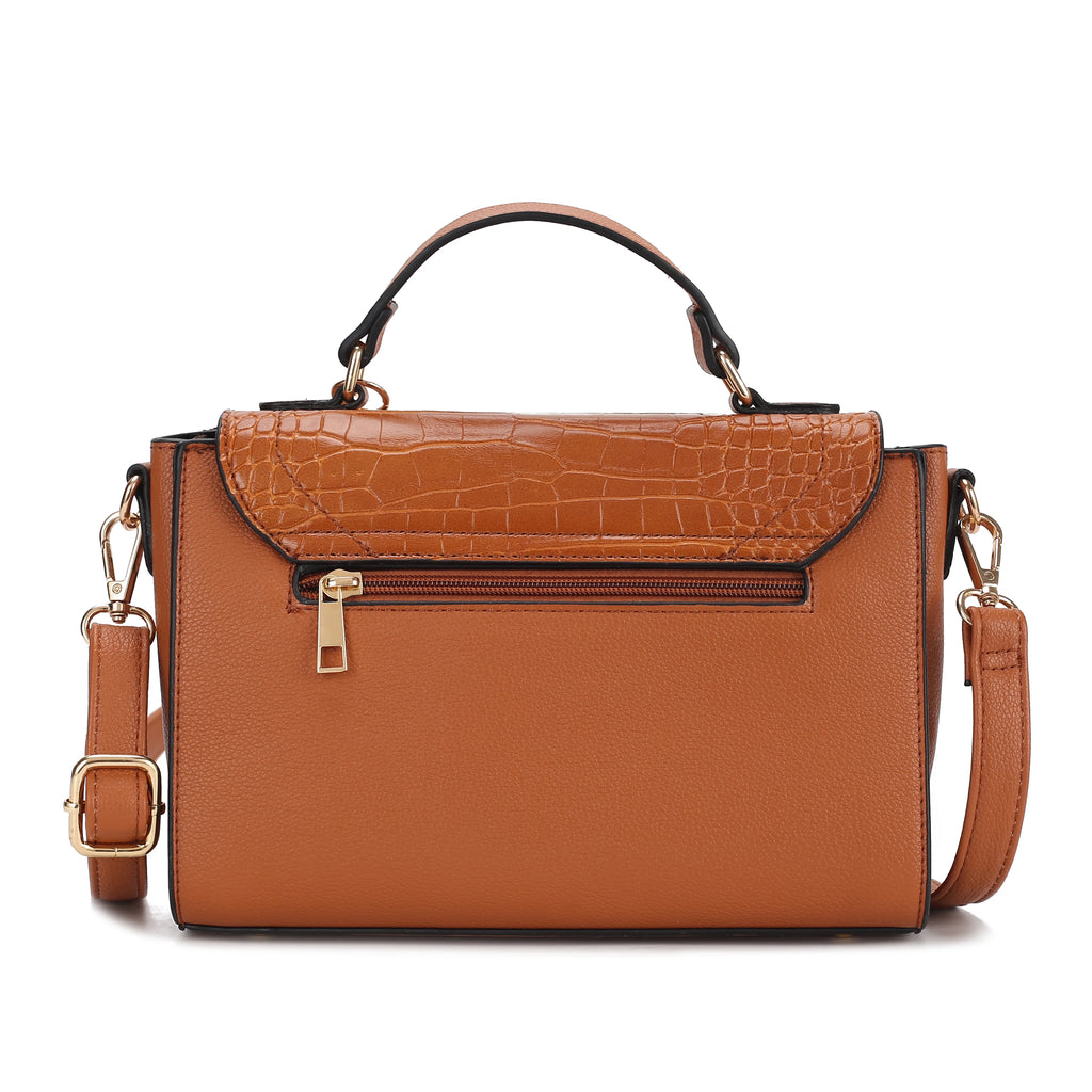 Croco Embossed Vegan Leather Shoulder Bag B74073